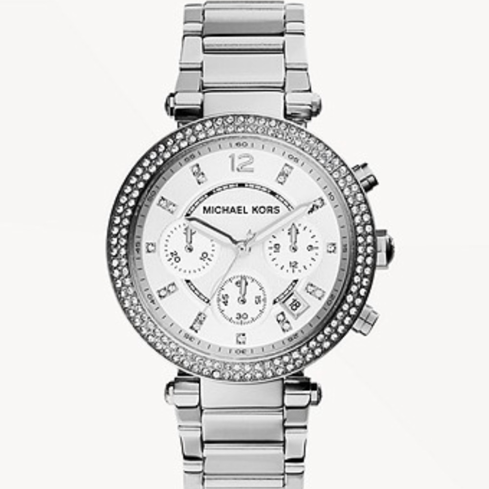 Michael Kors Silver-Tone Glitz Parker Watch - Picture 5 of 16
